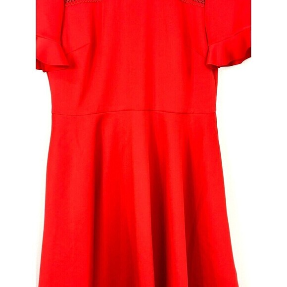 Ted Baker London Calizee Womens Mini Dress Sz M Red Skater Lace Insert Pocket H4 - Picture 6 of 12